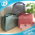 Wholesale Cheap Stripe Print Polyester Lunch Carrying Insulated Food Bag